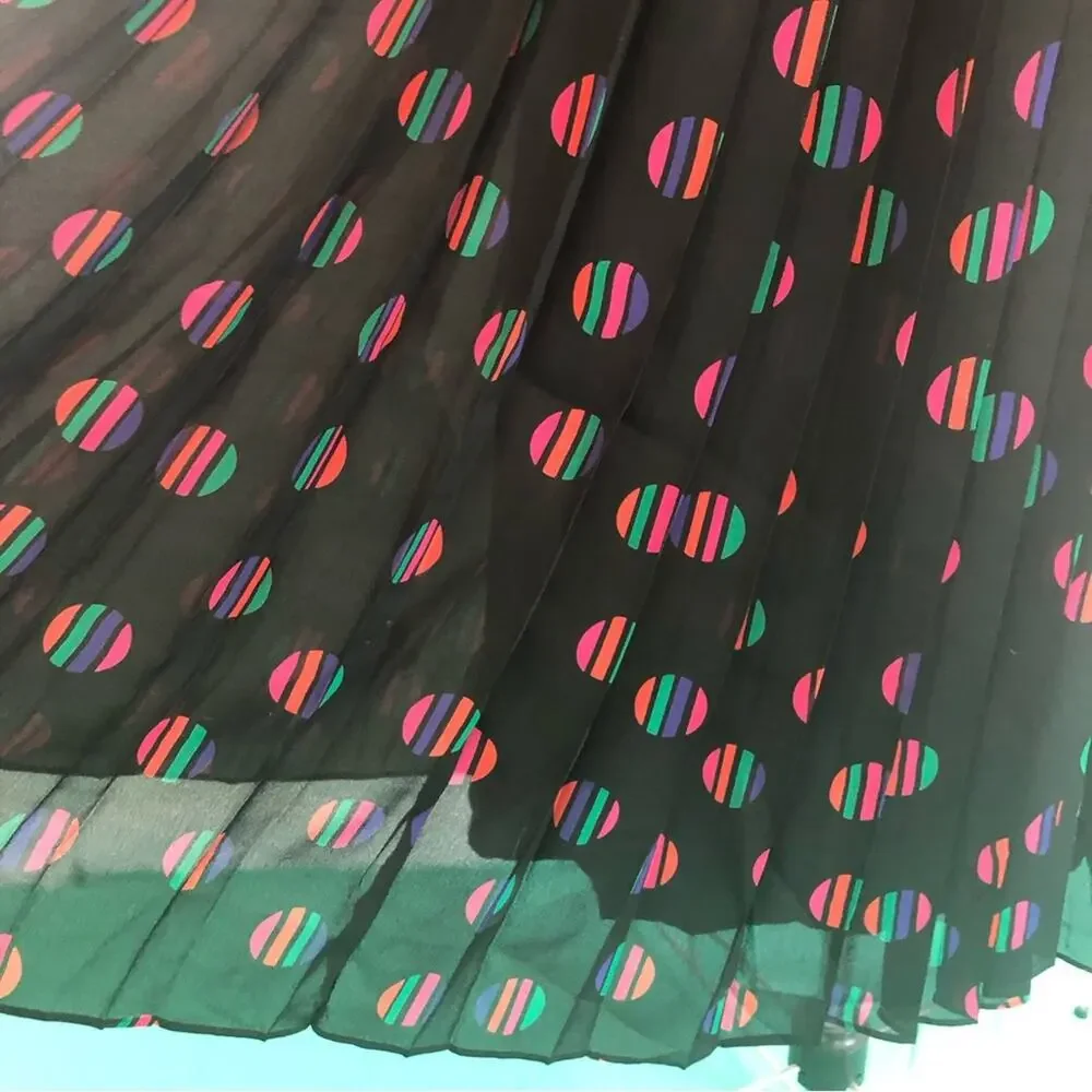 Vintage 70s 80s Polyester Matching Top and Skirt Loose 2 Piece Coord Set Rainbow